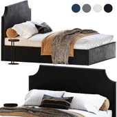Adona floor bed 160 Black / Stone / White / Blue with Shento bench from Divanru