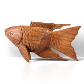 Hand Carved Koi Fish Statue