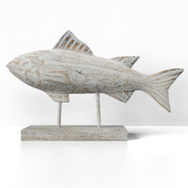 Rustic Wood Fish Statue