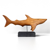 Vintage Carved Teak Shark