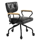 ACME Furniture Hallie Top Grain Leather Office Chair in Vintage Black