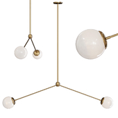 Modo Pendant 2 Globes Brushed Brass and Cream Glass