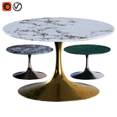 Dining table Modern Oval Marble Top Table in the Style of Eero Saarinen Pedestal Table