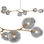 7-globe Branching Bubble Brushed Brass and Clear Glass