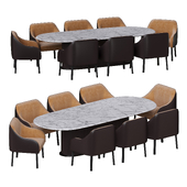 Luxury Italian Leather Dining Table and Chairs