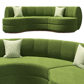 Curved Velvet Sofa in Dark Green
