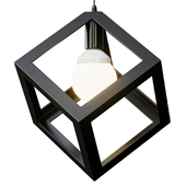 Modern Single Light Pendant with Square Black Metal Frame Small Pendant Light