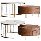 White&Walnut Round Nesting Coffee Table