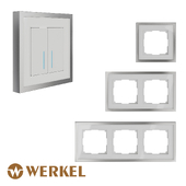 ОМ Рамки из металла для розеток и выключателей Werkel серия Baguette (белый/серебро)