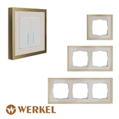 ОМ Рамки из металла для розеток и выключателей Werkel серия Baguette (айвори/латунь)