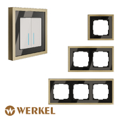 ОМ Рамки из металла для розеток и выключателей Werkel серия Baguette (черный/латунь)