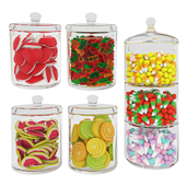 Jelly sweets in glass jars