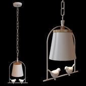 Mini Pendant Light White, Adjustable Ceiling Fixture with Bird Decoration Modern Style