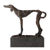 Metal sculpture of a dog