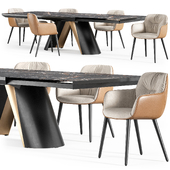 Calligaris Apian table Cocoon wood chair
