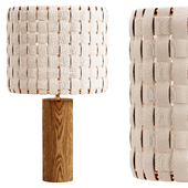 Shinola Parker Wood Table Lamp With Woven Leather Shade
