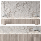 Rock headboard  of the bed Vray