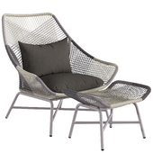 West Elm Huron Outdoor Lounge Chair Large and Ottoman