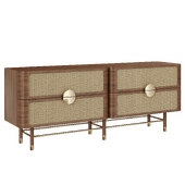 Wooden chest of drawers Cole with woven rattan fronts by Mezzo