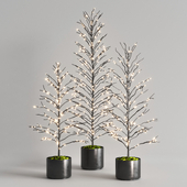 Snowy Twiggy Tree Pottery Barn Set 004