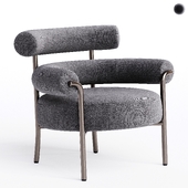 Fabric armchair with armrests