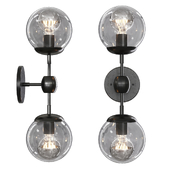 Modo Sconce 2 Globes Black and Clear Glass