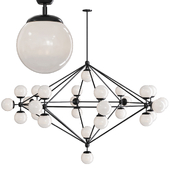 Modo 8 Sided Chandelier 27 Globes Black and Cream Glass