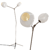 Branching Bubble Floor Light Vintage Brass and White Glass