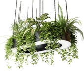 Ring planter lamp with plants 90x180cm