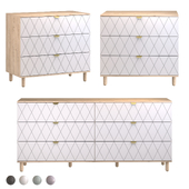 chest of drawers Tejons-3, Tejons-4, Diamond Lavanda Milk Menthol