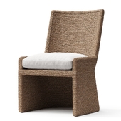 MARISOL SEAGRASS WOVEN OPEN-BASE TRACK ARM DINING SIDE CHAIR