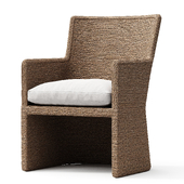 MARISOL SEAGRASS WOVEN OPEN-BASE TRACK ARM DINING ARMCHAIR