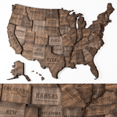 WOODEN USA WALL MAP