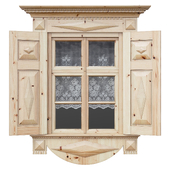 Wooden window with shutters and architraves
