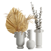Gray Vases Dry Palm