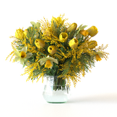 Bouquet with tulips and mimosa 2