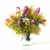 Bouquet with tulips and mimosa 3