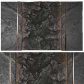 Wall panel with a black rock Vray