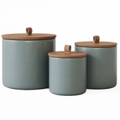West Elm Pacifica Wood Top Stoneware Canister