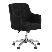 Armchair for home and office, with upholstered back and black fabric seat
