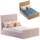 Side Opening Pink Velvet Double Ottoman Bed - Khloe