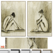 Female Figure Sepia Textural Wall Art C-803