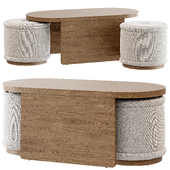 Union Oval Nesting Coffee Table with Stools