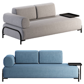 Compo 3-Sitzer Sofa blau mit großem Tablett