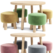 Nordic Round Fabric Footstool