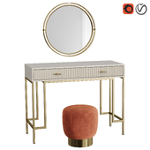 ISIDA dressing table with Dyck mirror and TARF pouffe