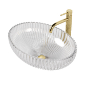 Oval cristal sink with Rea Lungo ART L.Gold mixer