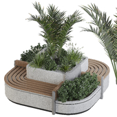 Concrete Flowerpot with Bench 03