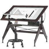 Aries Wood and Glass Drawing Table