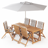 NAMMARO Стол + 6 стульев с откидной спинкой и зонт IKEA